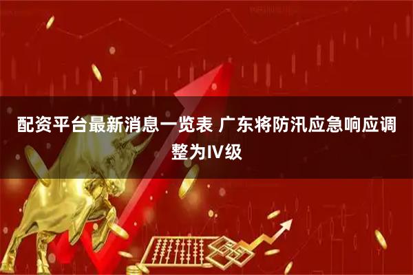 配资平台最新消息一览表 广东将防汛应急响应调整为Ⅳ级