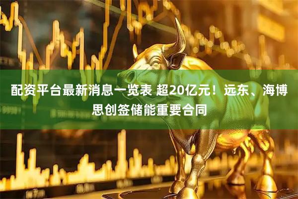配资平台最新消息一览表 超20亿元！远东、海博思创签储能重要合同